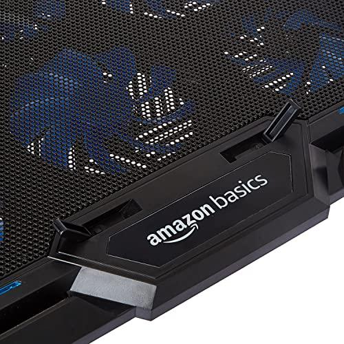 Amazon Basics Laptop Cooling Pad with LED Lighting Effect | USB Powered Gaming Laptop Cooler Stand | Quiet 6 Fans with 2-Level Height Adjustment| Slim Chill Mat for 10 to 17-Inch Laptops