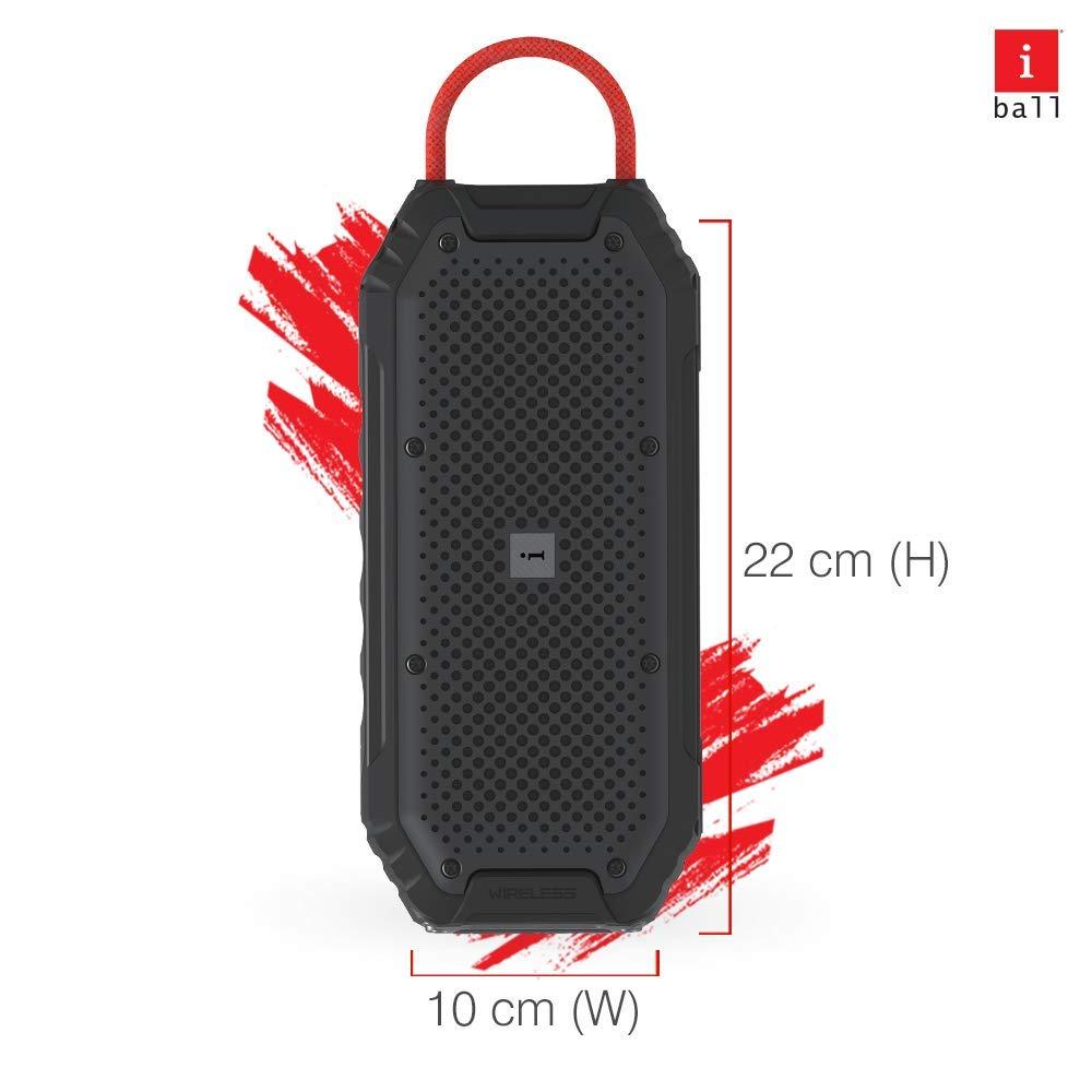 iBall Musi Rock 16 Watt Truly Wireless Bluetooth Portable Outdoor Speaker I Deep Bass Sound I Long Play Time I Build in Powerbank I Dual Speaker Connect I 1 Year Warranty - (Black)