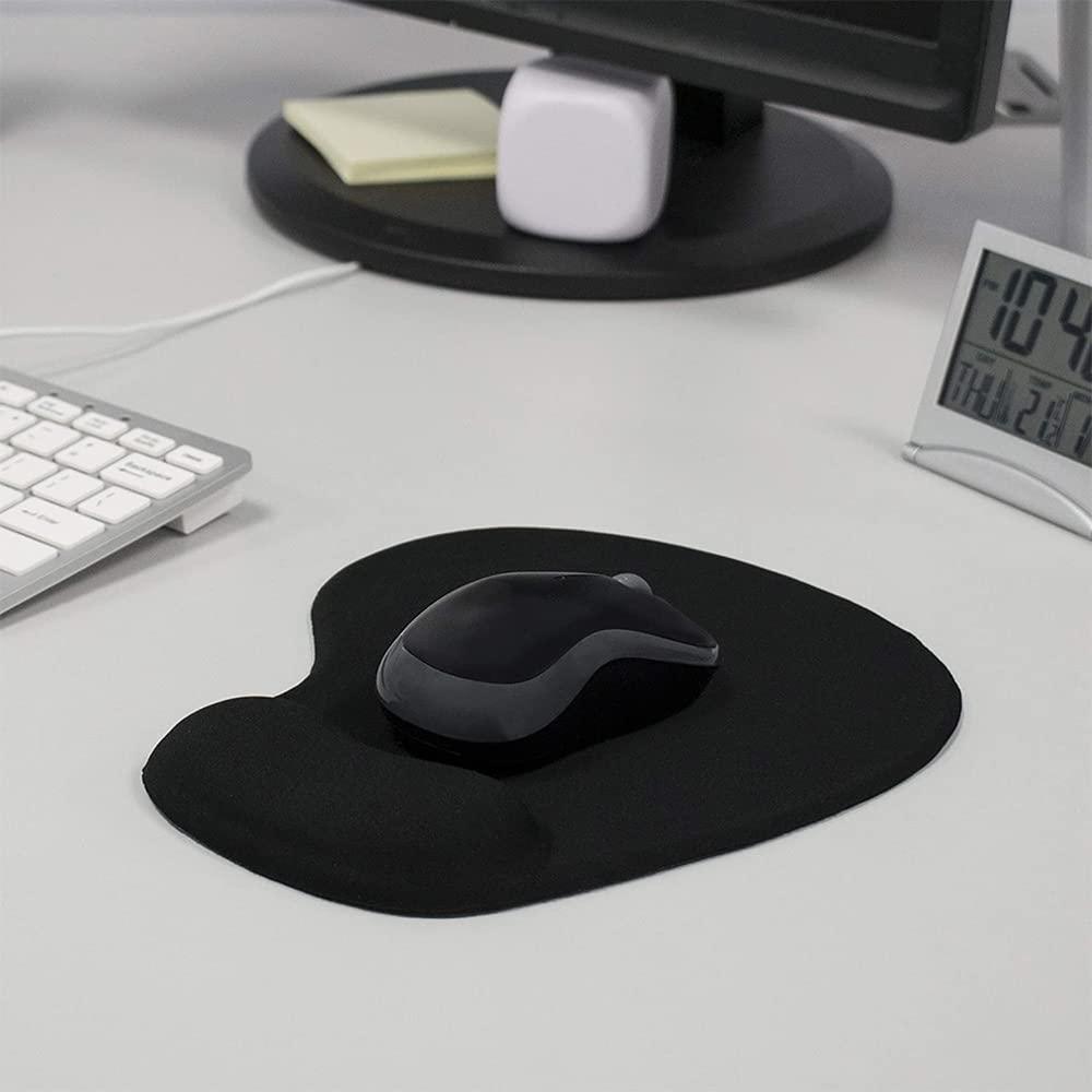 Sounce Mouse Pad, Ergonomic Mouse Pad with Comfortable Gel Wrist Rest Support and Lycra Cloth, Non-Slip PU Base for Easy Typing Pain Relief, Durable and Washable, Classic (Black)