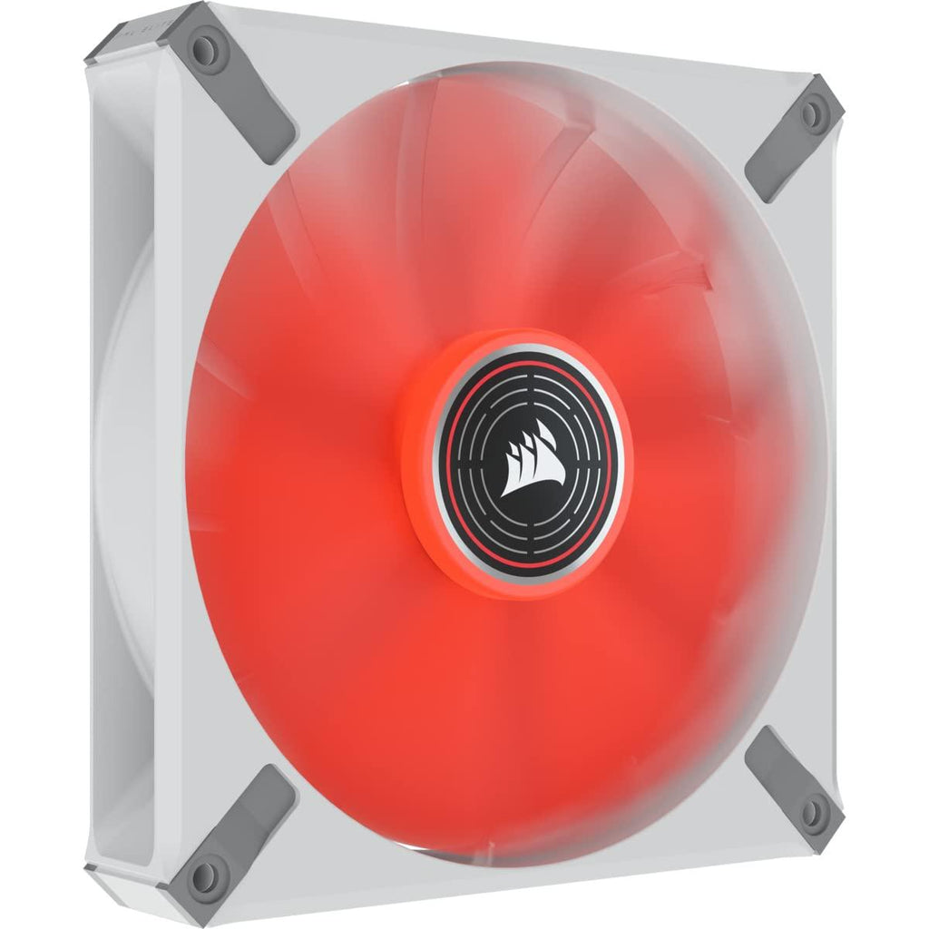 CORSAIR ML140 LED Elite, 140mm Magnetic Levitation Red LED Fan with AirGuide, Single Pack - White Frame