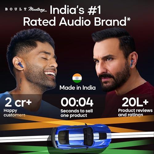 Boult x Mustang Torq Newly Launched Truly Wireless in Ear Earbuds with 50H Playtime, App Support, Quad Mic ENC, 45ms Low Latency, Breathing LEDs, 13mm Drivers, Made in India ear buds TWS Bluetooth 5.4