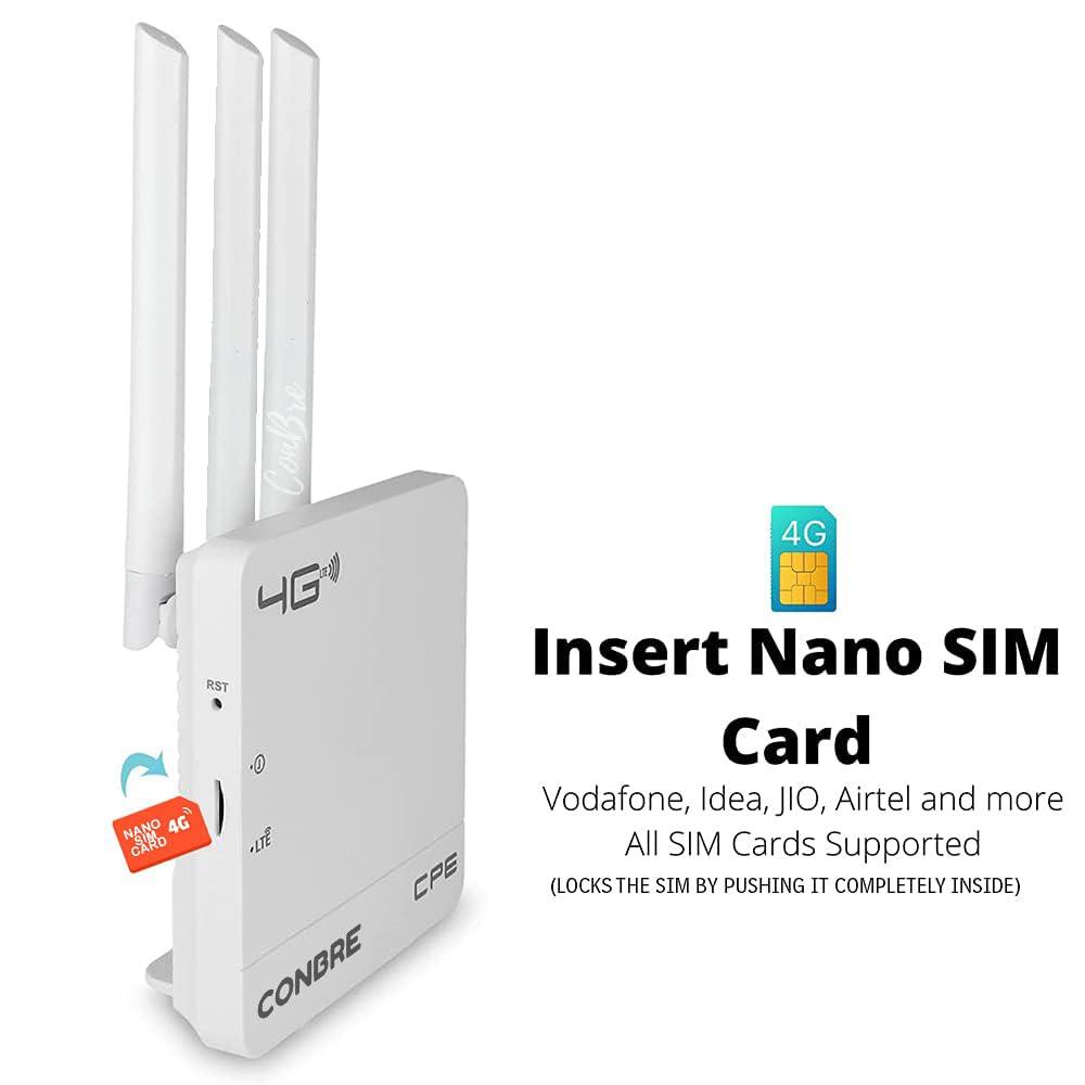 Conbre CPE MT-300H 5G & 4G Mobile Sim Based Wi-Fi Router | Supports Lastest WiFi 6 | Plug and Play | Support,NVR, DVR, WiFi,Camera and All 4G sim WiFi Router