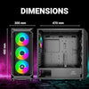 Ant Esports ICE- 410TG Mid- Tower Computer Case/Gaming Cabinet with Type C - Black | Support E-ATX, ATX, M-ATX, ITX | Pre-Installed 3 x 120 mm ARGB Front Fans and 1 x 120mm ARGB Rear Fan