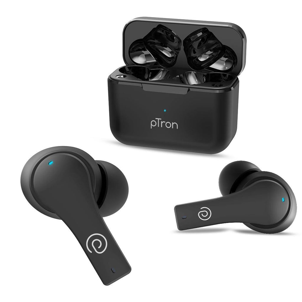 pTron Bassbuds Tango In-Ear TWS Earbuds, TruTalk AI-ENC Calls, Movie Mode, 40Hrs Playtime, Bluetooth 5.1 Headphone with HD Mics, Touch Control, IPX4 Water-Resistant & Type-C Fast Charging (Black Matt) - Triveni World