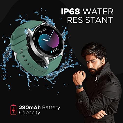 Fire-Boltt India's No 1 Smartwatch Brand Talk 2 Bluetooth Calling Smartwatch with Dual Button, Hands On Voice Assistance, 120 Sports Modes, in Built Mic & Speaker with IP68 Rating (Silver Green) - Triveni World