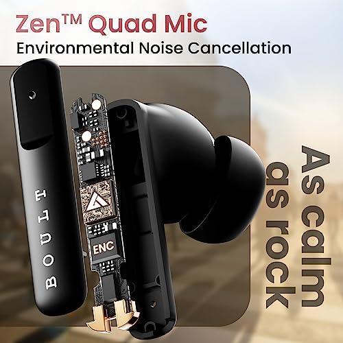 Boult Audio Z60 Truly Wireless in Ear Earbuds with 60H Playtime, 4 Mics ENC Clear Calling, 50ms Low Latency Gaming, 13mm Bass Driver, Type-C Fast Charging, IPX5 ear buds TWS Bluetooth 5.3(Raven Black) - Triveni World