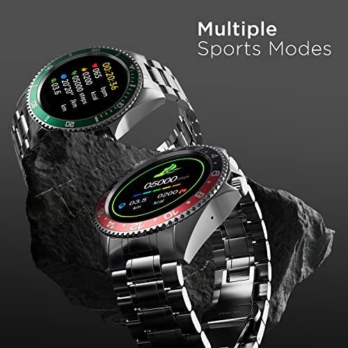 Fire-Boltt Quantum Luxury & Sporty Stainless Steel with Free Silicone Strap Smartwatch, 1.28" Bluetooth Calling, 2 Looks in 1 Watch, High Resolution of 240 * 240 Px & TWS Connection (Green) - Triveni World