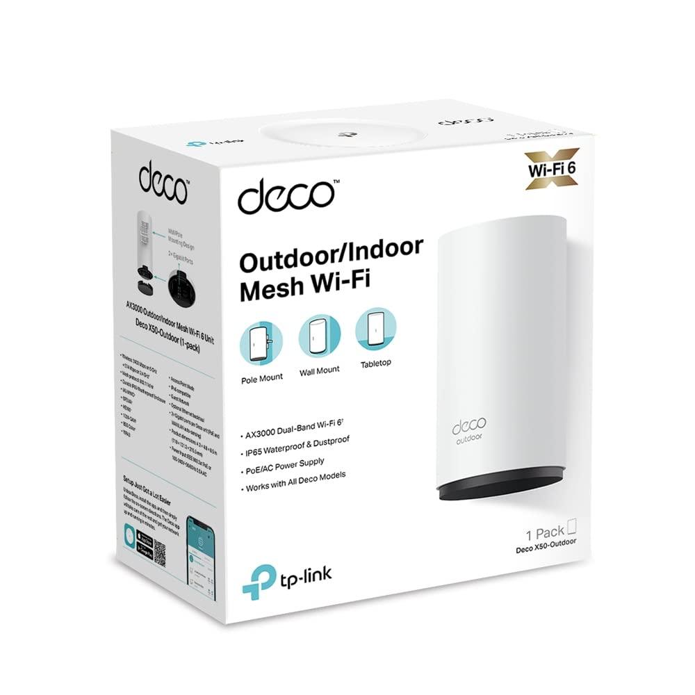 TP-Link Deco X50-Outdoor AX3000 Outdoor/Indoor Whole Home Mesh WiFi 6 Unit | 3000 Mbps Dual Band Gigabit Router | PoE | Work with All Decos