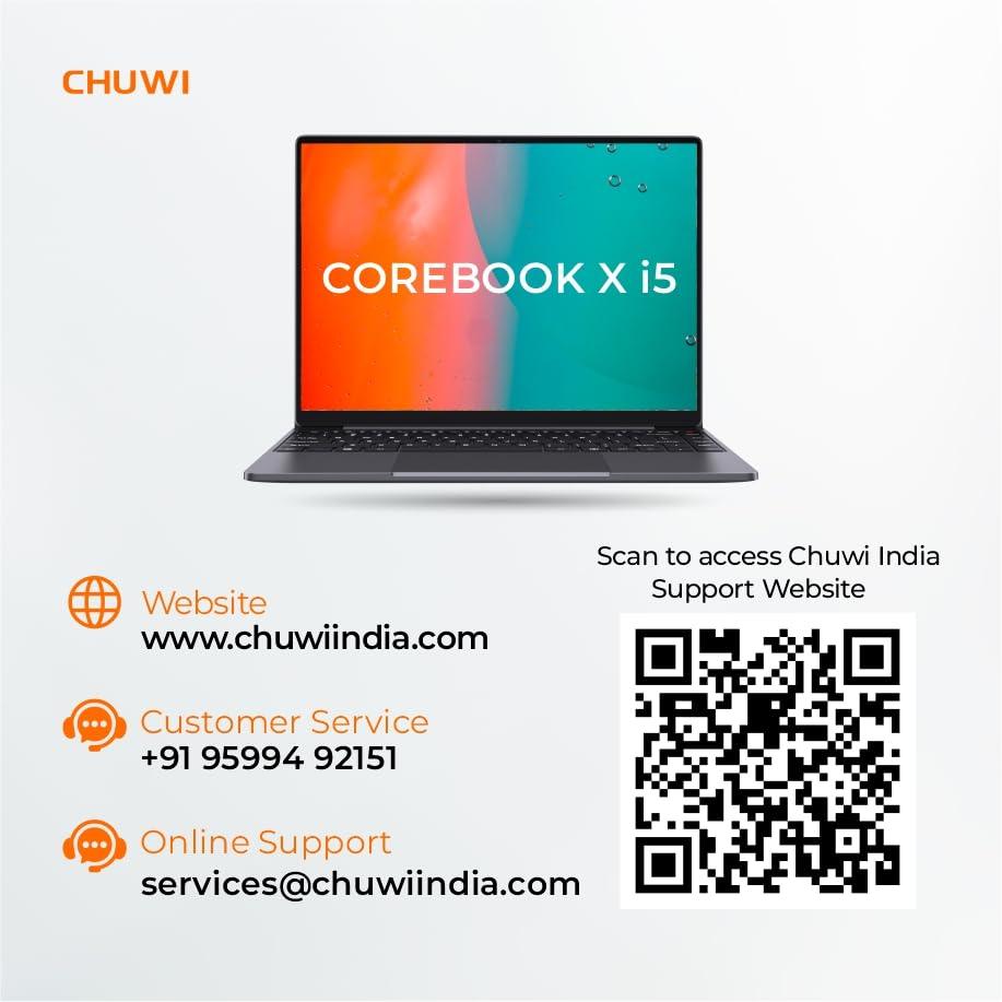 Chuwi CoreBook X i5 14" Laptop, 16GB RAM 512GB SSD, Windows 11, Intel Core i5-1035G1 (Upto 3.6GHz), WIFI 6, USB3.2, Backlit Keyboard, Webcam, Bluetooth 5.2, HDMI Port, 46.2 Wh, 1.4kg (Gray)