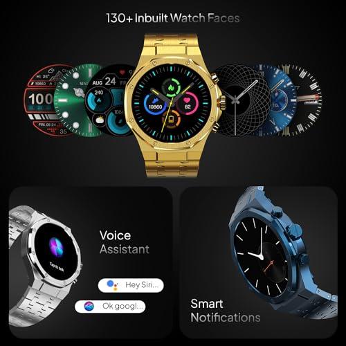Fire-Boltt Royale Luxury Stainless Steel Smart Watch 1.43” AMOLED Display, Always On Display, 750 NITS Peak Brightness 466 * 466 px Resolution. Bluetooth Calling, IP67, 75Hz Refresh Rate (Silver) - Triveni World