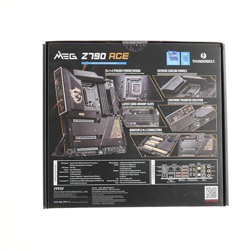 MSI MEG Z790 ACE Motherboard, E-ATX - Supports Intel 14th/13th/12th Gen Core Processors, LGA 1700-105A SPS VRM, DDR5 7800+MHz/OC, PCIe 5.0 & 4.0 x16, M.2 Gen5, Dual 2.5G LAN, Wi-Fi 6E, Thunderbolt 4