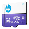 HP Micro SD Card 64GB with Adapter U3 (Write Speed 60MB/s & Read Speed 100 MB/s Records 4K UHD and Fill HD Video, Purple)