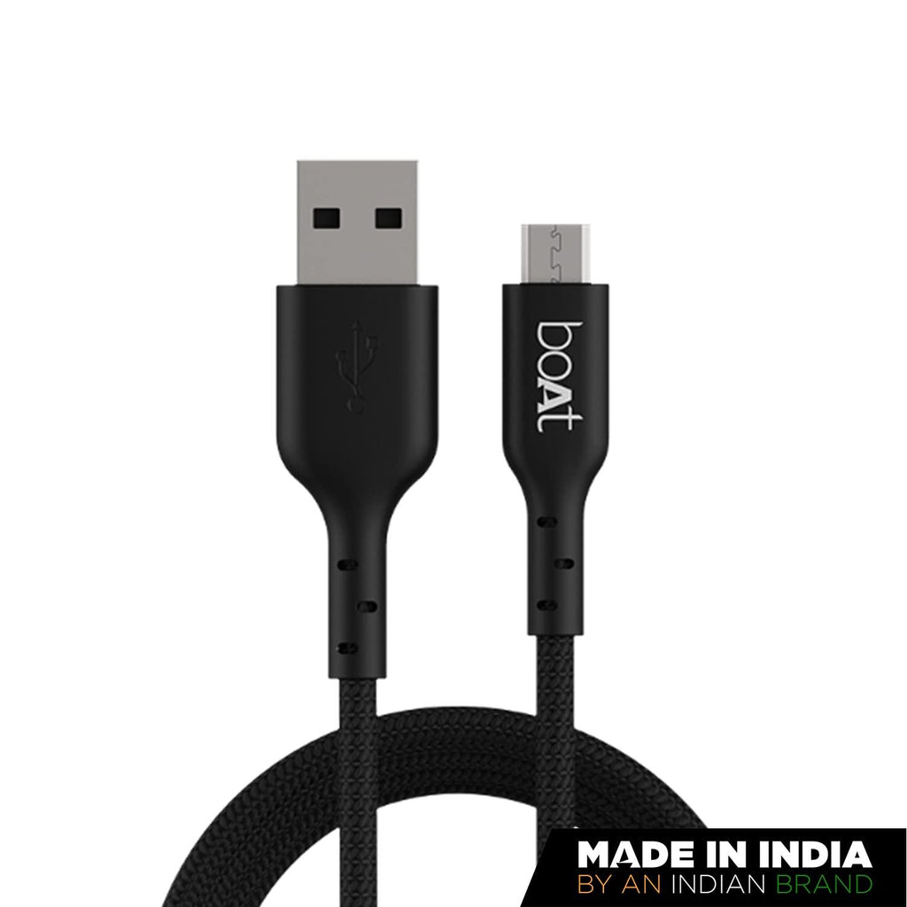 boAt Type C A325/A320 Tangle-free, Sturdy Type C Cable with 3A Rapid Charging & 480mbps Data Transmission(Black)