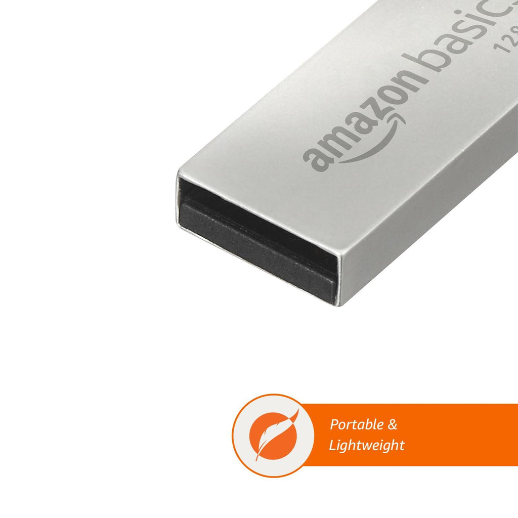 Amazon Basics 128 GB Flash Drive | USB 3.0 | Upto 150 MB/s | Metallic Silver