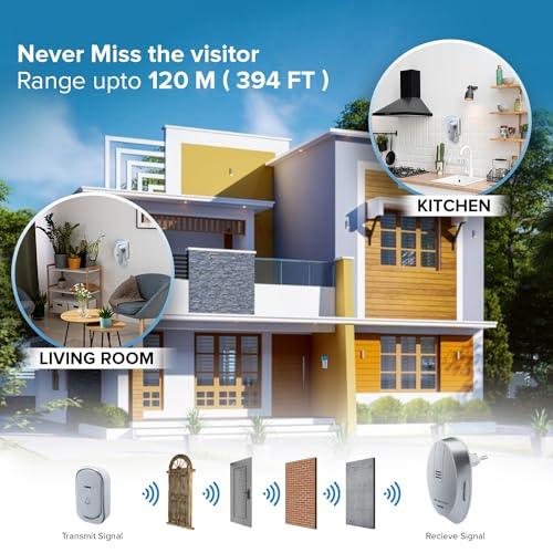 Anchor by Panasonic Wireless Doorbell | 45 Melodies Calling Bell for Home, Office with 120 Meter Operating Range | Door Bell for home (22730)