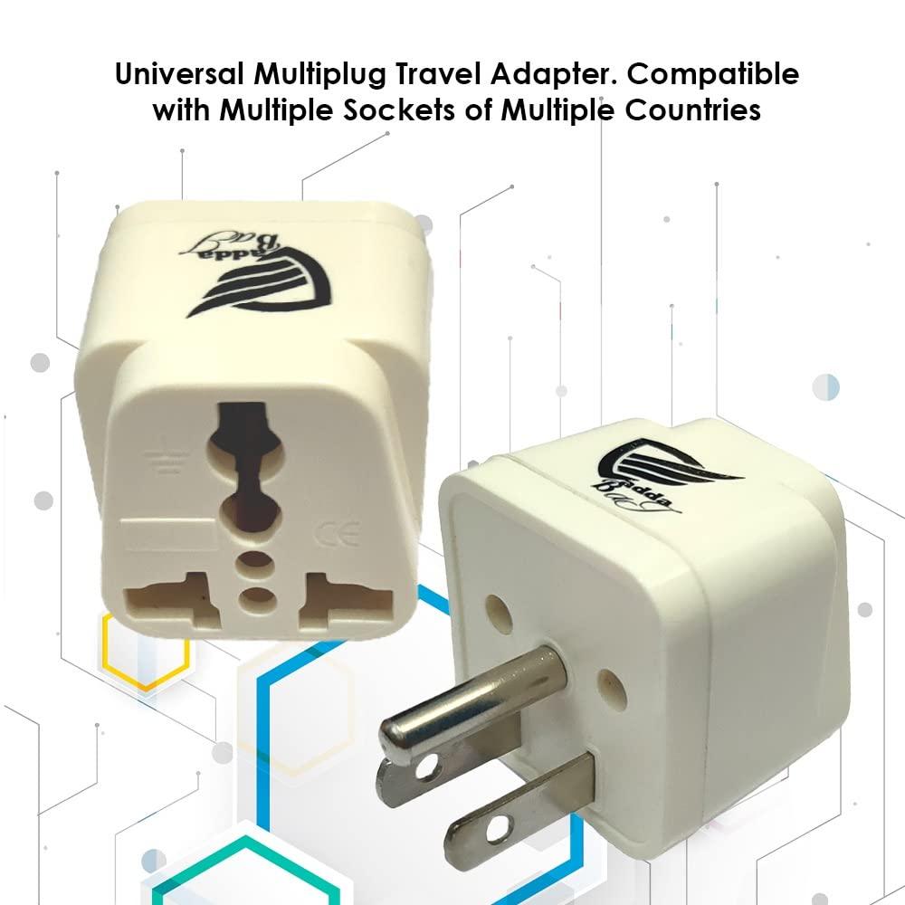 Vadda Bai (Pack of 2) 10A 250V 2 & 3 Pin Conversion Plug Adapter for Travel India to USA, Japan, Canada, Philippines & More, white