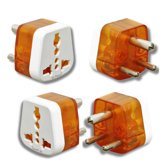 Hi-PLASST (4pcs) 3pin Converter 6amp - 13ampType D Adapter // World (USA, UK, Canada, Europe) to India, Universal Travel Adaptor Plug Three Pin Power Plug Perfect for Laptop, Camera, Charger