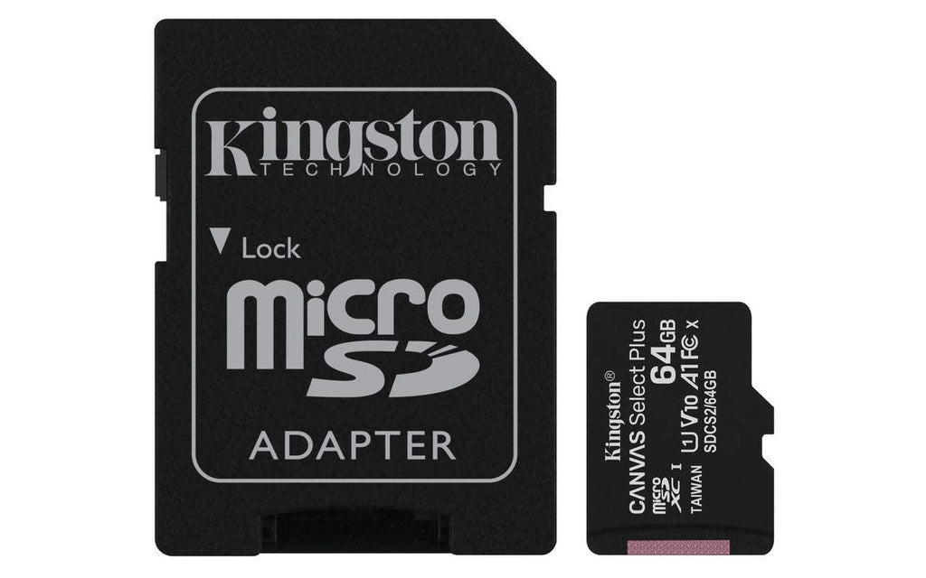 Kingston Canvas Select Plus 64GB microSD card Class 10 UHS-I speeds up to 100MB/s with adapter (SDCS2/64GBIN)