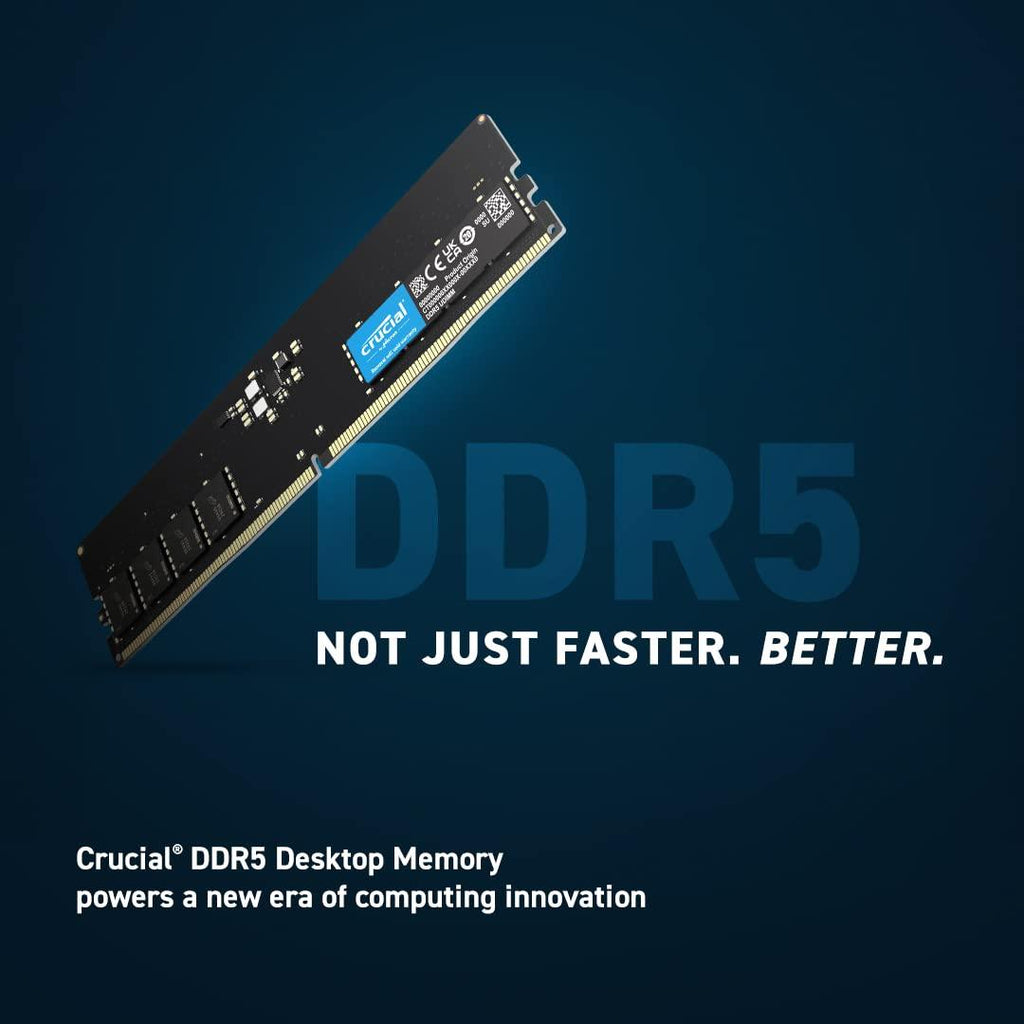 Crucial RAM 16GB DDR5 4800MHz CL40 Desktop Memory CT16G48C40U5 Black