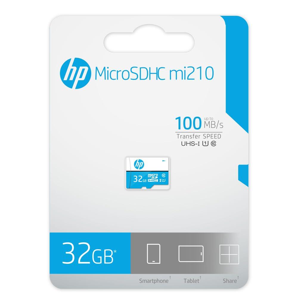 HP 32GB MicroSD Memory Card SDHC mi210 Class 10, UHS-I, U1 Card, Upto 100MB/s R, 2 Y Warranty