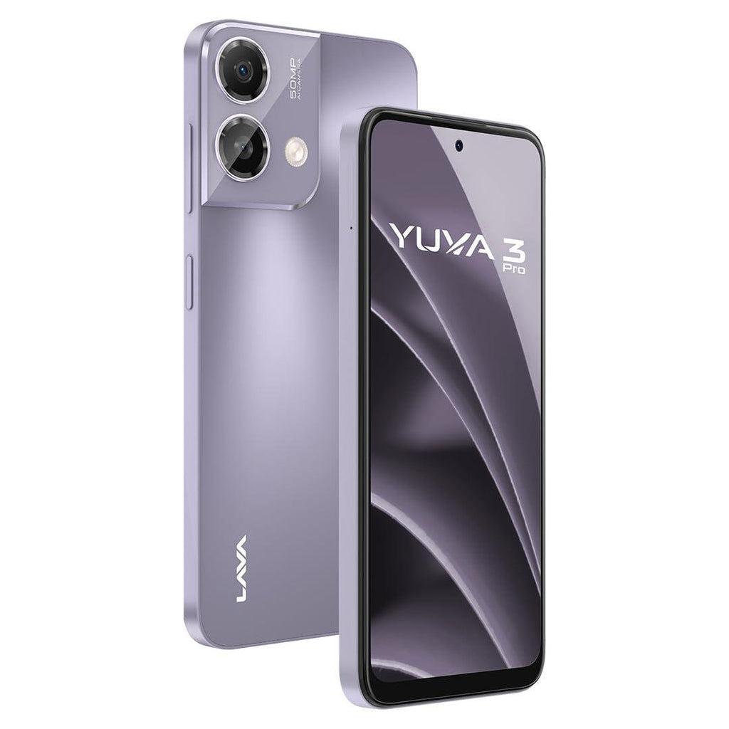 Lava Yuva3 Pro (Meadow Purple, 8GB RAM, UFS 2.2 128GB Storage) |AG Glass Back|T616 Octacore Processor|18W Fast Charging|6.5 inch 90Hz Punch Hole Display|50MP AI Dual Camera|Upto 16GB Expandable RAM - Triveni World