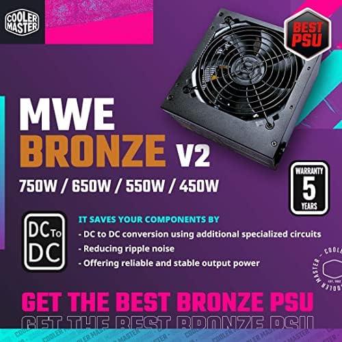 Cooler Master MWE 450 Bronze V2 Power Supply - Non-Modular | 80 Plus Bronze Certified | 120mm HDB Fan | DC-to-DC Circuit Design | ATX 2.52 Version | 450 Watt