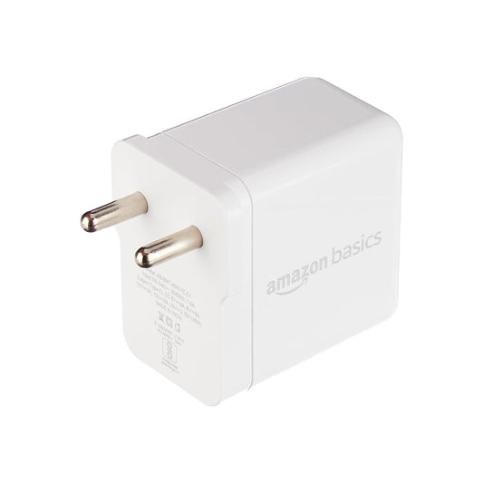 Amazon Basics 45W Compact Wall Charger | Type-C Fast Charging Adapter for Samsung, Xiaomi, OnePlus, Google Pixel, Nothing Phones and iPhone (White, without Cable)