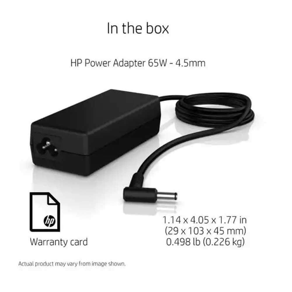 HP 65W AC Laptops Charger Adapter 4.5mm for HP Pavilion Black (Without Power Cable)