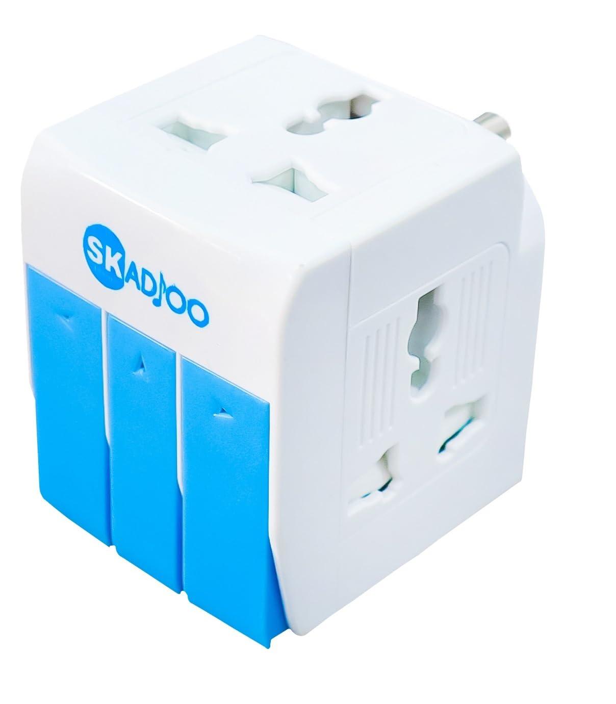 SKADIOO multiplug | Three pin Plug Socket | 3-in-1 Universal Travel Adapter Multi-Plug with Individual Switch Socket with Individual Switch Spike Buster Fuse Protected