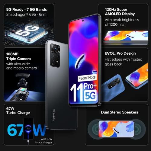 (Refurbished) Redmi Note 11 Pro + 5G (Stealth Black, 6GB RAM, 128GB Storage) 67W Turbo Charge |120Hz Super AMOLED Display |Additional Exchange Offers |Charger Included|Get 2 Months of YouTube Premium Free - Triveni World