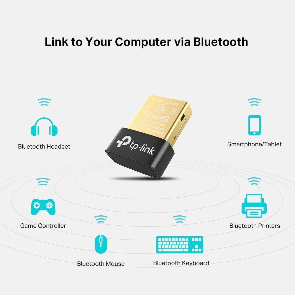 TP-Link USB Bluetooth Adapter for PC 4.0 Bluetooth Dongle Receiver Support Windows 11/10/8.1/8/7 for Desktop, Laptop, Mouse, Keyboard, Printers, Headsets, Speakers, PS4/ Xbox Controllers (UB400)