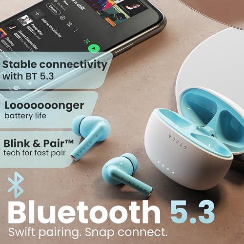 Boult Audio W20 Truly Wireless in Ear Earbuds with 35H Playtime, Zen™ ENC Mic, 45ms Low Latency, 13mm Bass Drivers, Type-C Fast Charging, Made in India, Touch Control, IPX5 ear buds TWS (Glacier Blue)