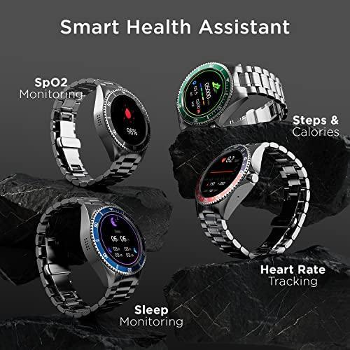 Fire-Boltt Quantum Luxury & Sporty Stainless Steel with Free Silicone Strap Smartwatch, 1.28" Bluetooth Calling, 2 Looks in 1 Watch, High Resolution of 240 * 240 Px & TWS Connection (Black) - Triveni World