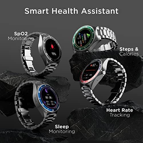 Fire-Boltt Quantum Luxury & Sporty Stainless Steel with Free Silicone Strap Smartwatch, 1.28" Bluetooth Calling, 2 Looks in 1 Watch, High Resolution of 240 * 240 Px & TWS Connection (Green) - Triveni World