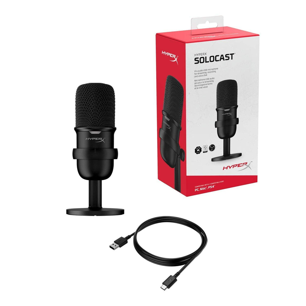 (Refurbished) HyperX SoloCast – USB Condenser Gaming Microphone, for PC, PS4, and Mac, Tap-to-mute Sensor, Cardioid Polar Pattern, Gaming, Streaming, Podcasts, Twitch, YouTube, Discord (HMIS1X-XX-BK/G)