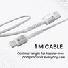 Portronics Konnect X USB to Type C Cable with 3A Output, Fast Charging & Data Transfer, Nylon Braided, Aluminium Alloy Shell, 1M Length compatible with Type C Smartphones(White)