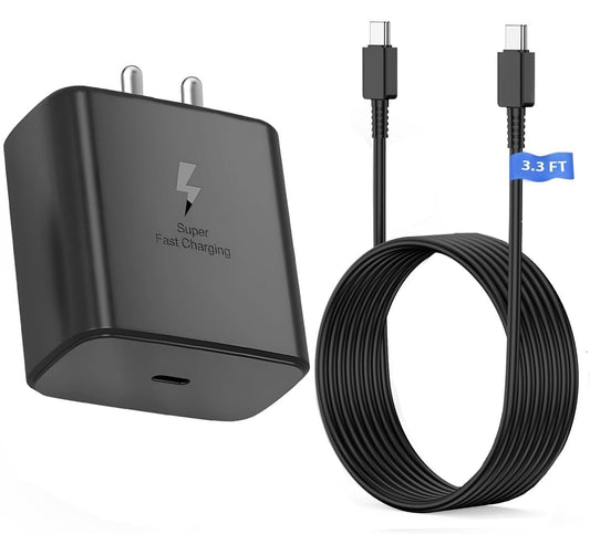 45W USB C Charger Compatible for Samsung, Super Fast Wall Charger and Long Charging Cable Cord 3ft,Type C Charge Adapter Compatible for Samsung Galaxy S24 Ultra/S23 Plus/S22+/S20/S21-1 Year Warranty