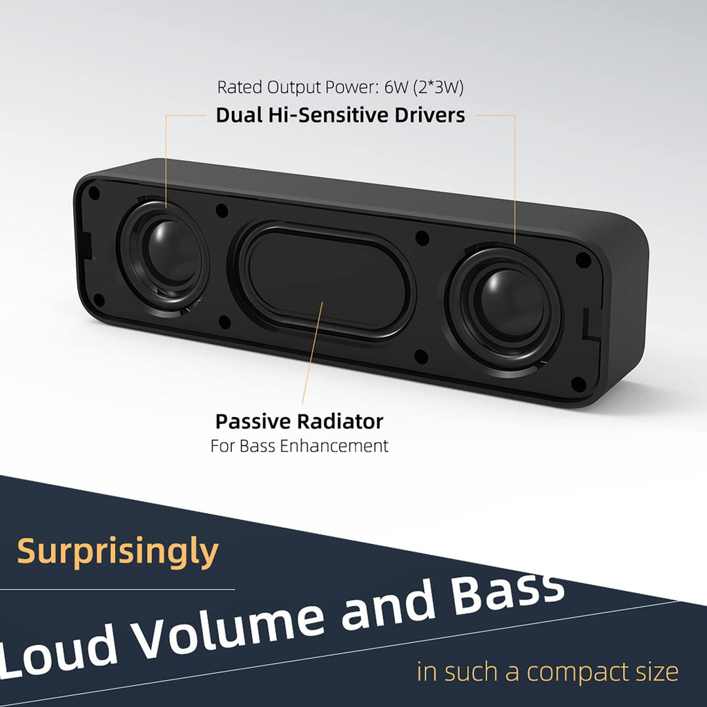 USB Computer Speaker, Laptop Speaker with Stereo Sound & Enhanced Bass, Portable Mini Sound Bar for Windows PCs, Desktop Computer and Laptops