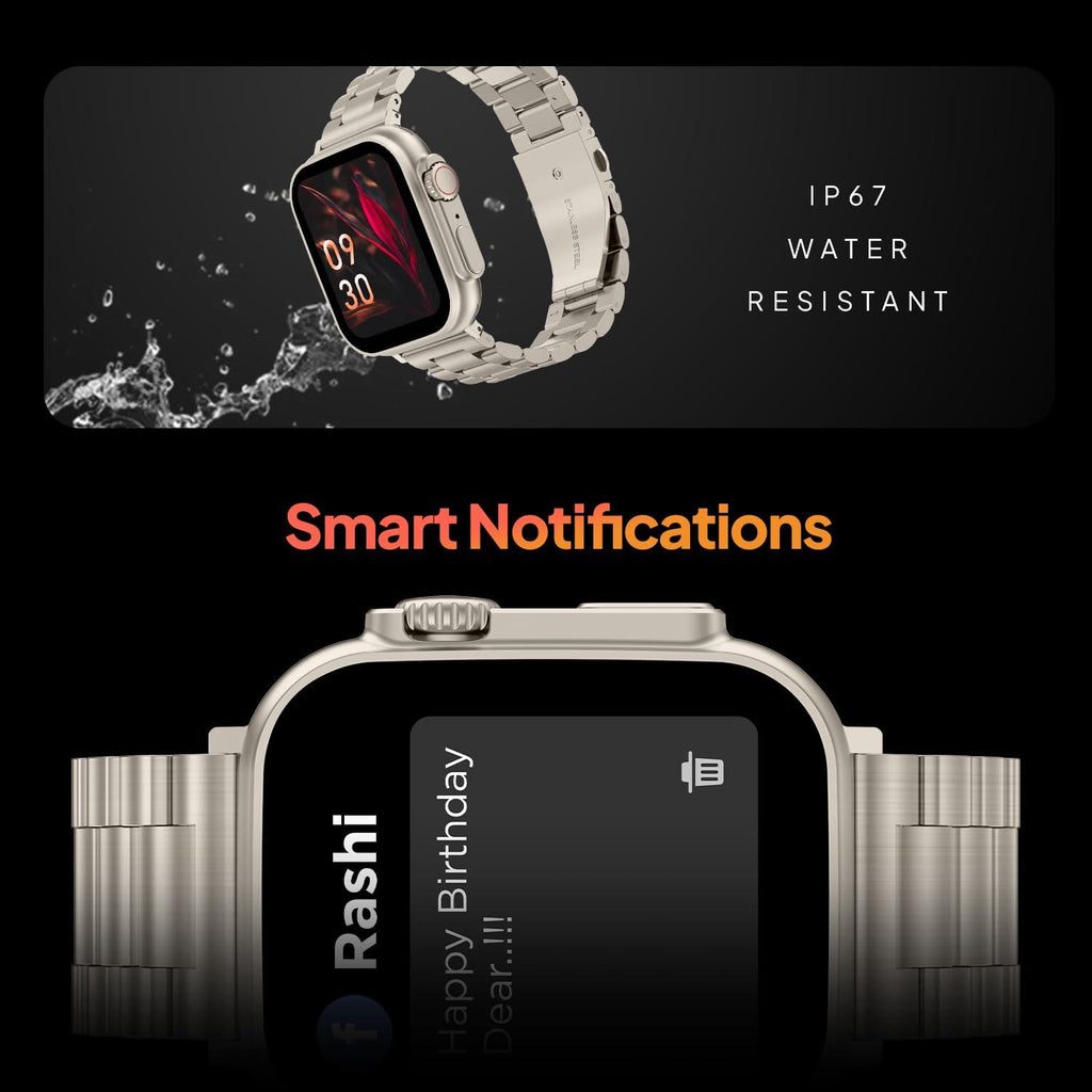 Fire-Boltt Gladiator 1.96" Biggest Display Luxury Stainless Steel Smart Watch with Bluetooth Calling, Voice Assistant &123 Sports Modes, 8 Unique UI Interactions, 24/7 Heart Rate Tracking (Light Gold)