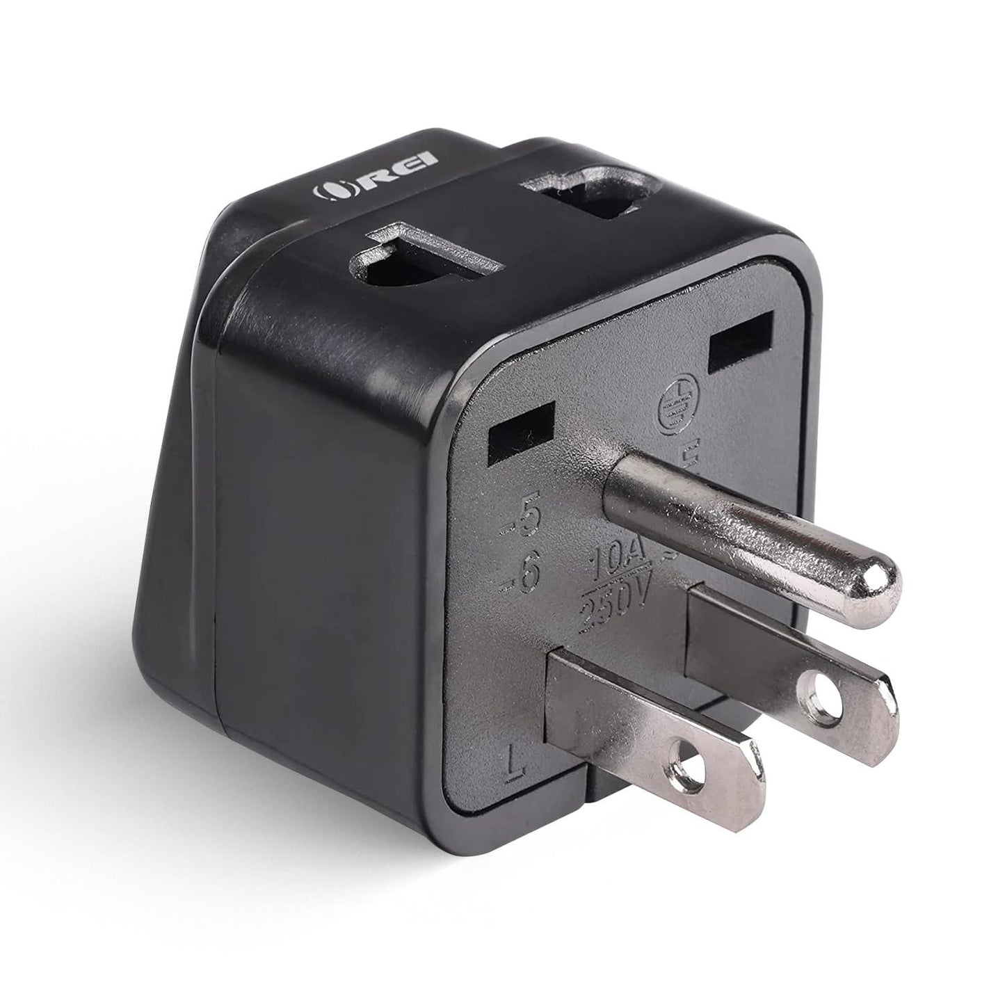 OREI India to Canada, USA Travel Adapter, Philippines, Type B Plug, 2 in 1, Perfect for Laptop, Chargers, CE, RoHS, Black