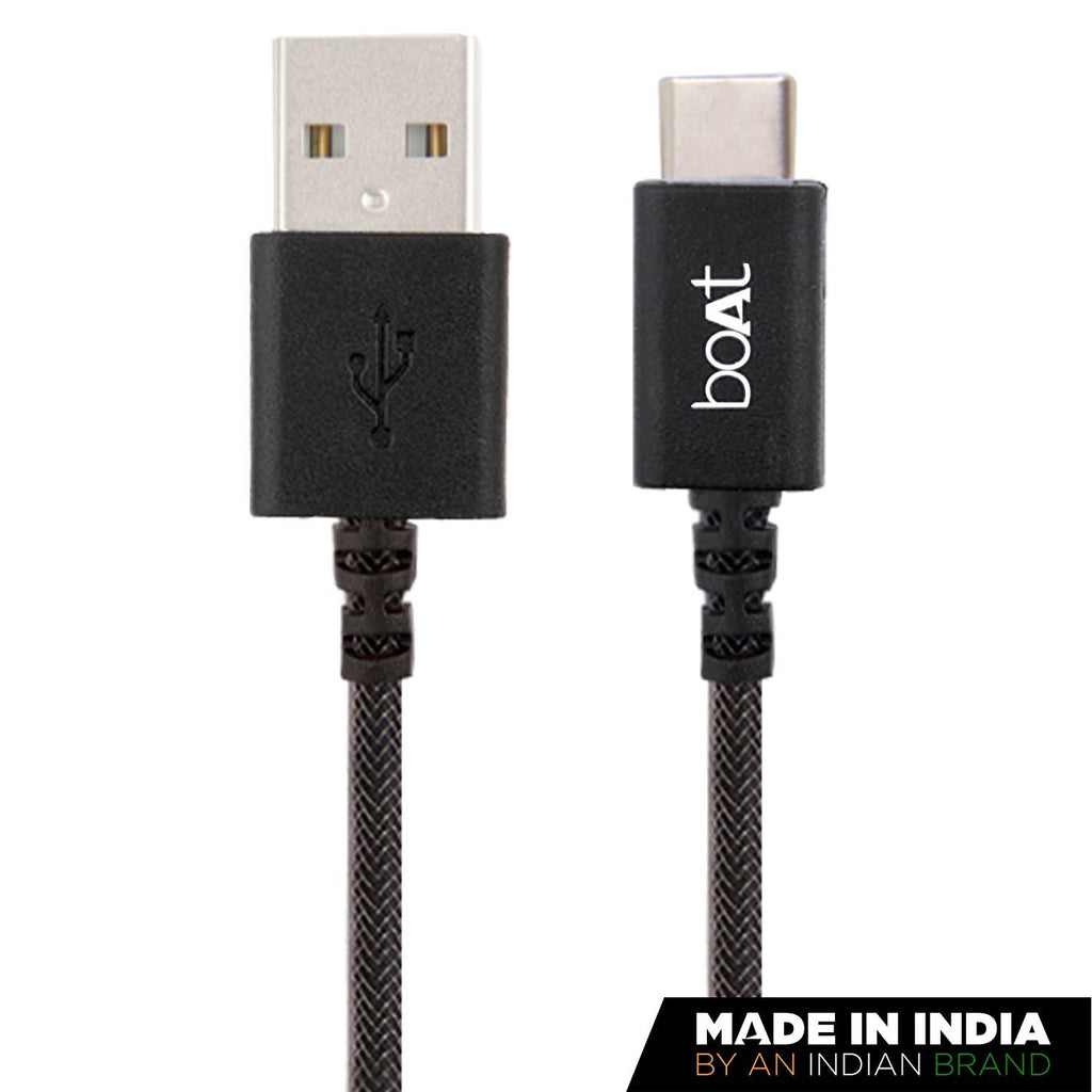 boAt Type-C A400 | Type-C to USB A 2 Mtrs Cable| 3A Fast Charging & 480mbps Data Transmission | Comparible for all Smartphones & Tablets (Black)