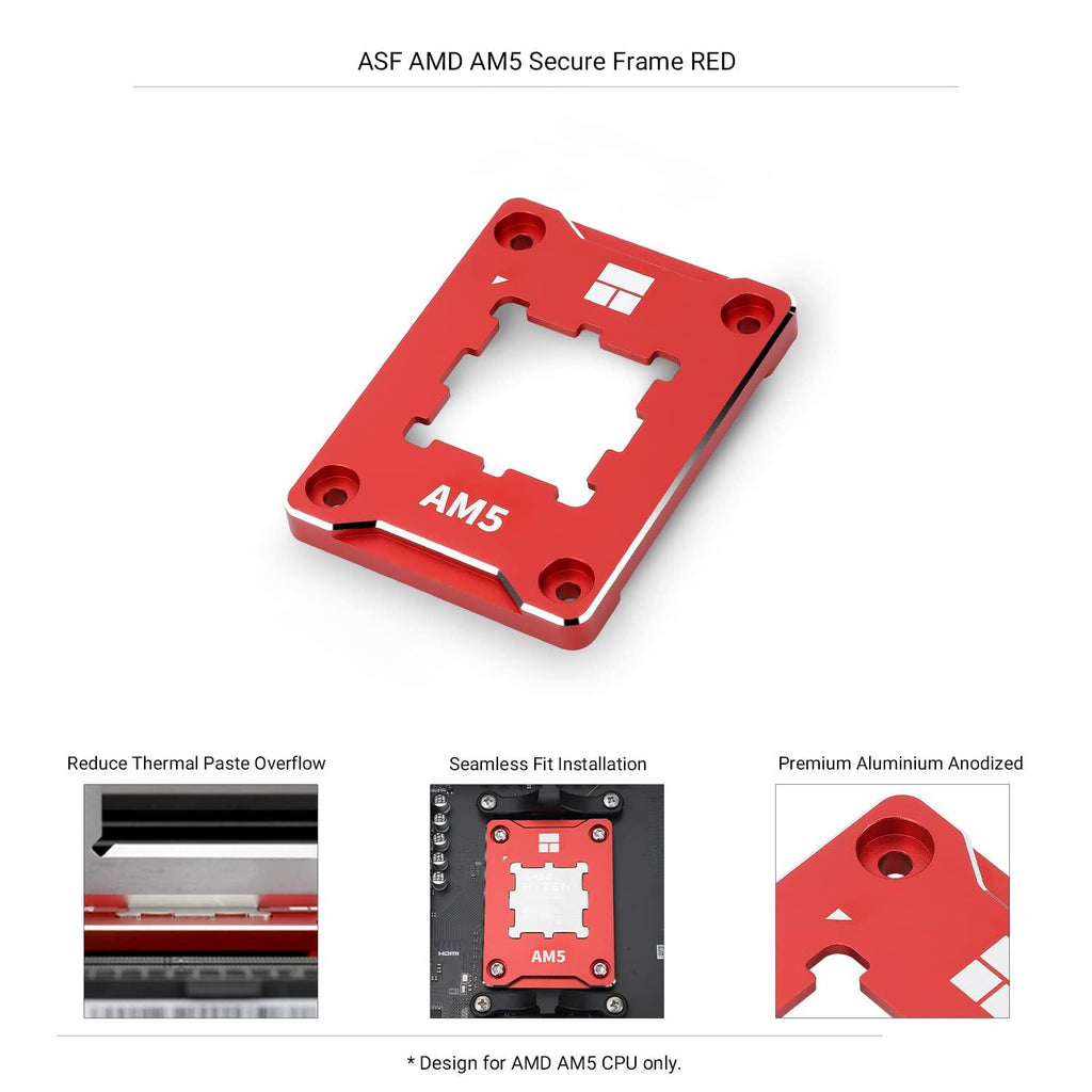 Thermalright ASF-RED AM5 CPU Holder, Corrective Anti-Bending Fixing Frame, AM5 Full-fit Fixed Non-Marking Mounter, AM5 Anti-Bending Contact Frame, CPU Cooler Standard.ââ‚¬¦