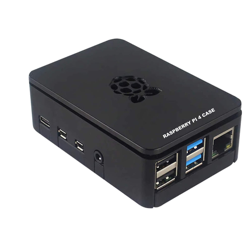 PiBOX India for Raspberry Pi 4 Case 1Gb, 2GB, 4GB, 8GB Black, Raspberry Pi 4 Case with air vents, with logo top screwless modular design, ports access Raspberry Pi 4 Model B, Pi 4B, Pi 4,Camera and Ports ABS (Black)