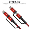 boAt Deuce USB 300 2 in 1 Type-C & Micro USB Stress Resistant, Sturdy Cable with 3A Fast Charging & 480mbps Data Transmission, 10000+ Bends Lifespan and Extended 1.5m Length(Martian Red)