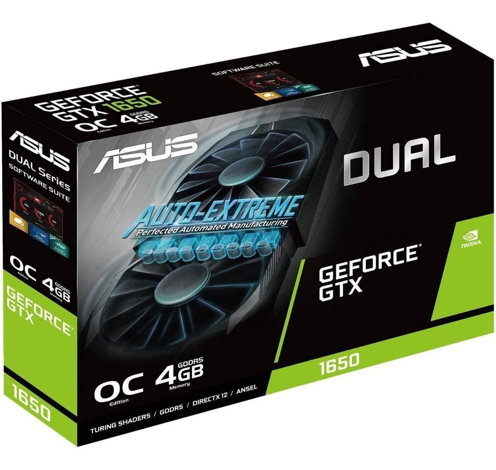 ASUS GeForce GTX 1650 Overclocked 4GB Dual-Fan Edition VR Ready HDMI DP 1.4 DVI gddr6 pci_e_x16 Graphics Card (Dual-GTX1650-O4G)