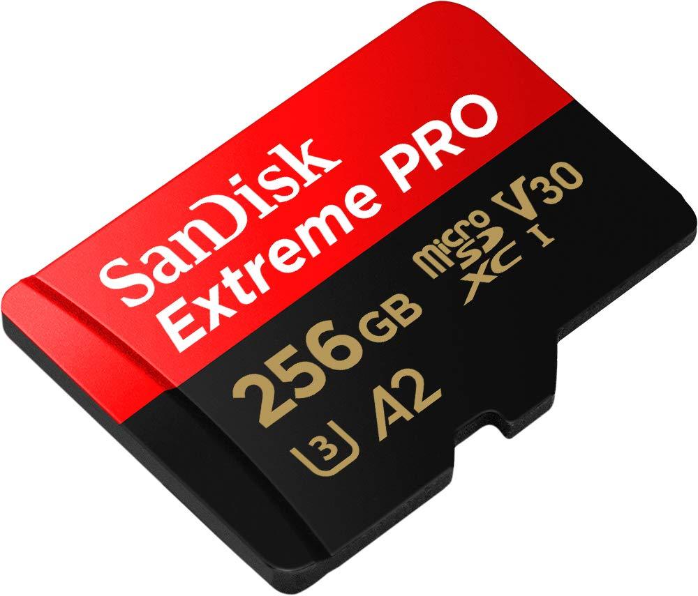 SanDisk Extreme Pro 256GB microSDXC UHS-I, V30, 200MB/s Read, 140MB/s Write, Memory Card for 4K Video on Smartphones, Action Cams and Drones