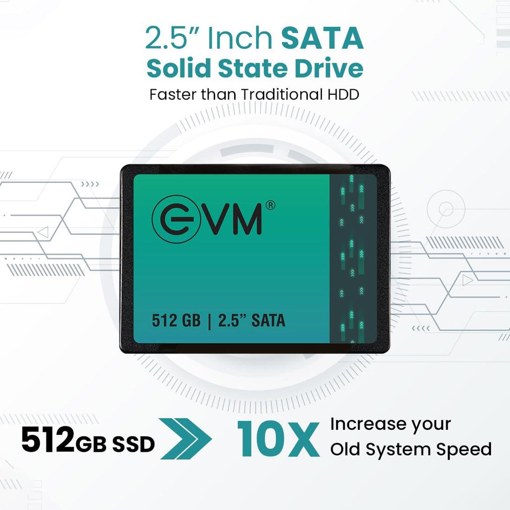 EVM 512GB 2.5 Inch SATA Internal SSD - Read: 550MB/s & Write: 500MB/s - SATA Solid-State Drive - 5Years Warranty (EVM25/512GB)