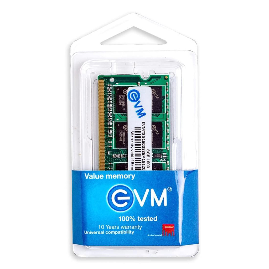 EVM 8GB DDR3 Laptop RAM 1600MHz So-DIMM Memory - High-Speed Performance, Low Voltage Requirement - 10 Year Warranty (EVMT8G1600S86P)