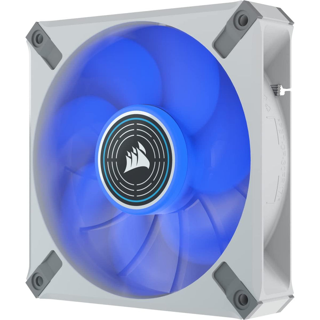 CORSAIR ML120 LED Elite, 120mm Magnetic Levitation Blue LED Fan with AirGuide, Single Pack - White Frame