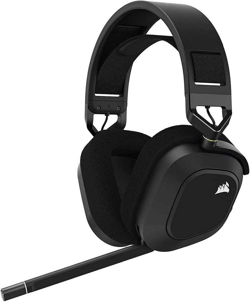 Corsair HS80 RGB Wireless Premium Gaming On Ear Headset with Dolby Atmos Audio (Low-Latency, Omni-Directional Microphone, 60ft Range, Up to 20 Hours Battery Life, PS5/PS4 Wireless Compatibility) Black